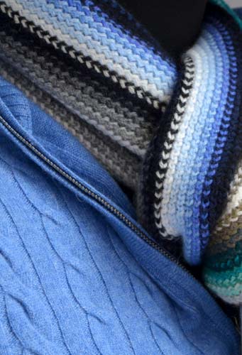 Kaschmir-Pullover blau mit Schal